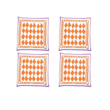  Linen Napkin Set of Four / "Orange Diamond"