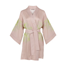  Pink Flower Silk Dreamscape Short Kimono Robe NOKAYA