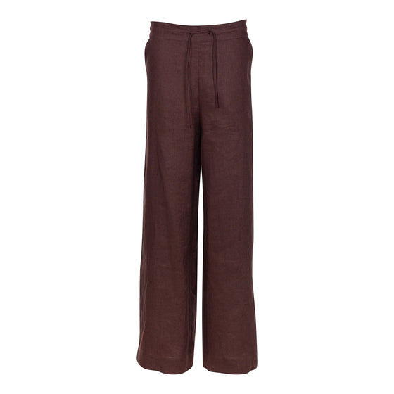 Brown Heavy Linen Wide-Leg Pants Perfect Days - Myza