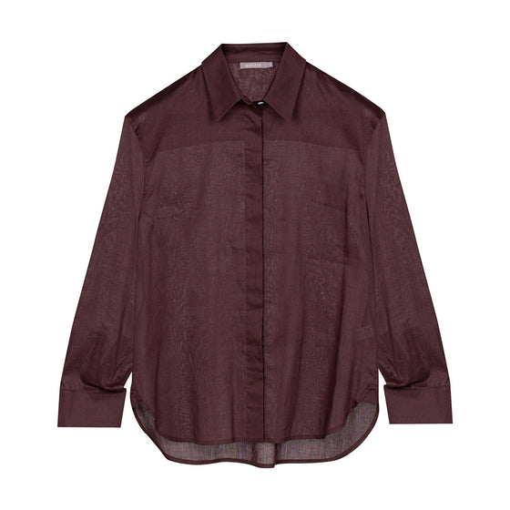 Linen Voile Shirt Restorative Brown - Myza