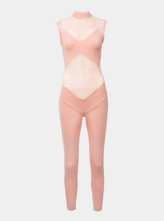 STRETCH JUMPSUIT -NET DECORATIVE