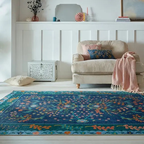 Sabrina Floral Washable Rug Dunelm