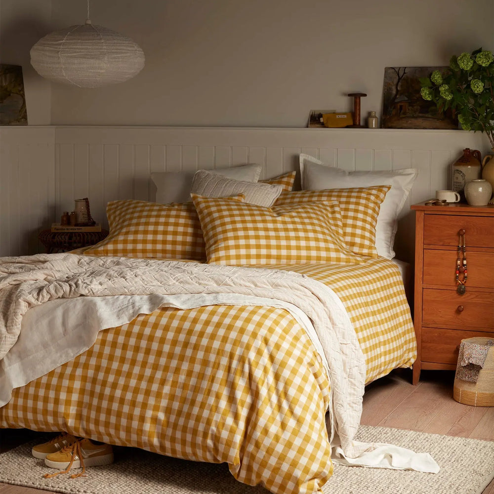 Saffron Gilbert Gingham Brushed 100% Organic Cotton Bed Linen The Secret Linen Store