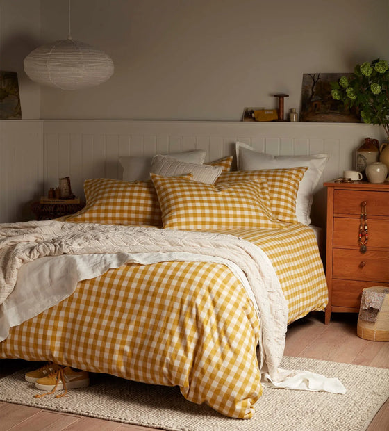 Saffron Gilbert Gingham Brushed 100% Organic Cotton Bed Linen The Secret Linen Store