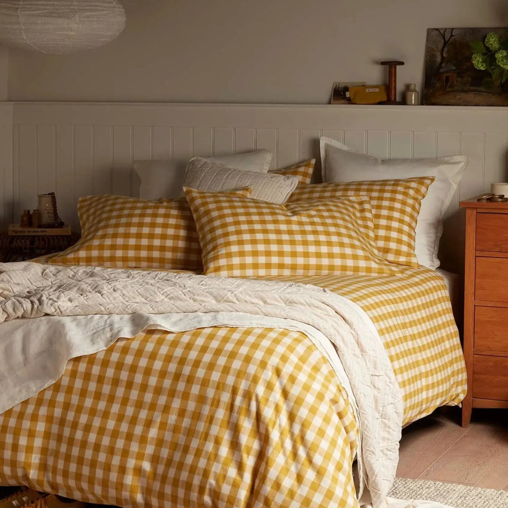 Saffron Gilbert Gingham Brushed 100% Organic Cotton Bed Linen The Secret Linen Store