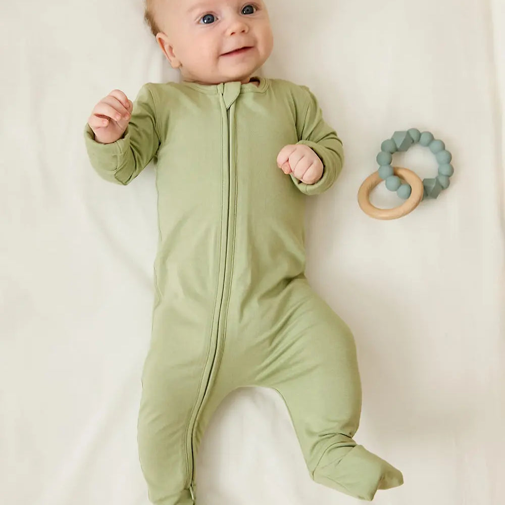 Sage Baby Long Sleeve Bamboo Romper Boody