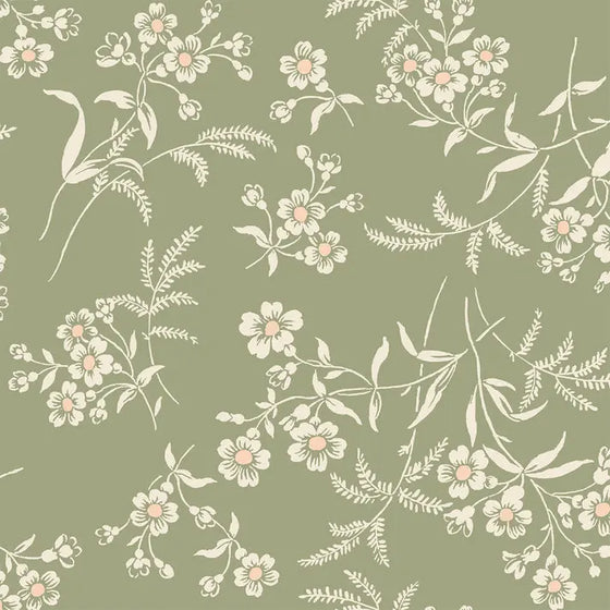 Sage Camille Floral Wallpaper Piglet