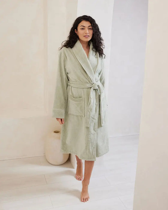 Sage Cotton Towelling Dressing Gown Chelsea Peers