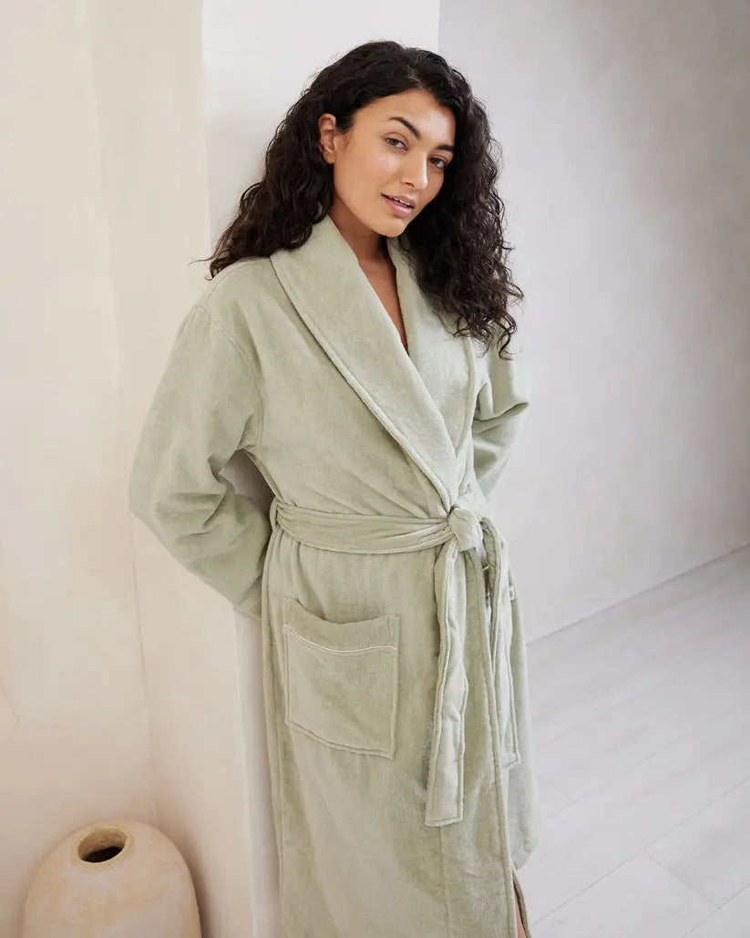 Sage Cotton Towelling Dressing Gown Chelsea Peers