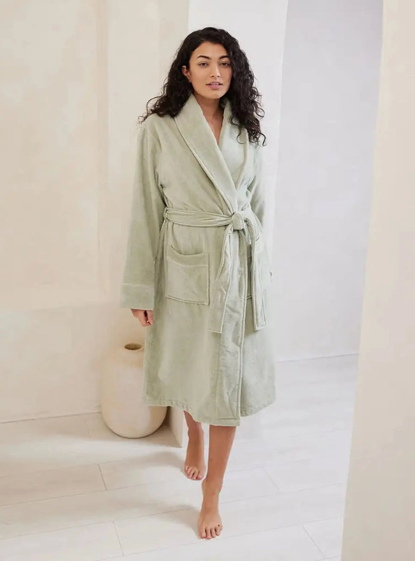 Sage Cotton Towelling Dressing Gown Chelsea Peers