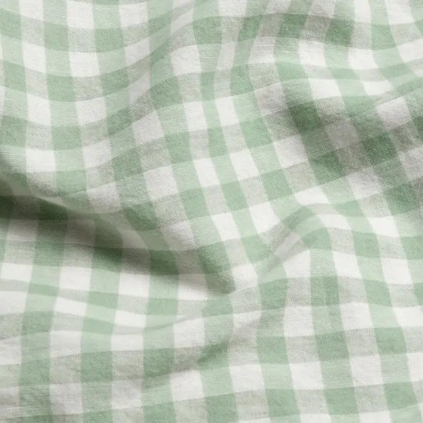 Sage Green Gingham Linen Blend Duvet Cover Piglet