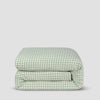 Sage Green Gingham Linen Blend Duvet Cover Piglet