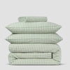 Sage Green Gingham Linen Blend Duvet Cover Piglet