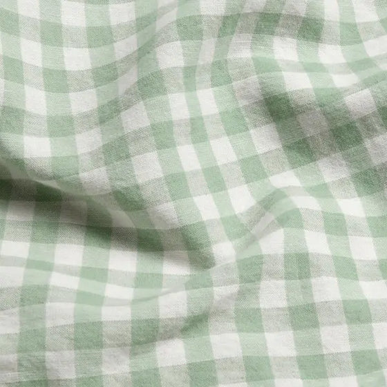 Sage Green Gingham Linen Blend Fitted Sheet Piglet