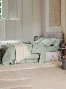  Sage Green Linen Blend Duvet Cover