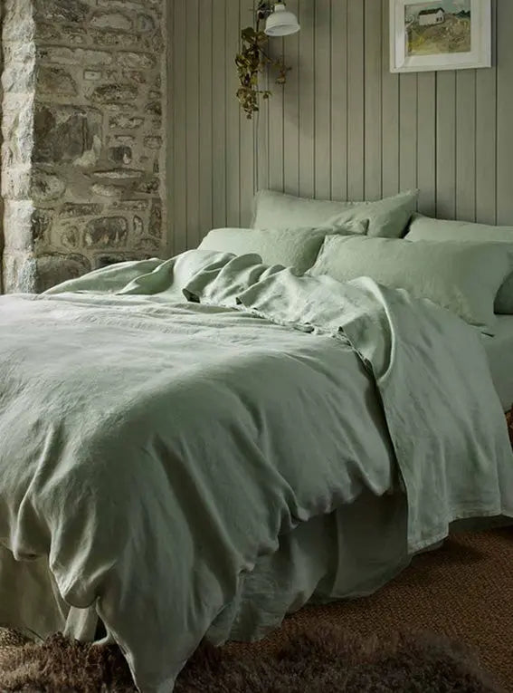 Sage Green Linen Duvet Cover Piglet