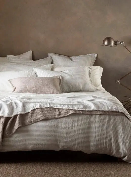 Sage Stripe 100% Linen Bed Linen The Secret Linen Store