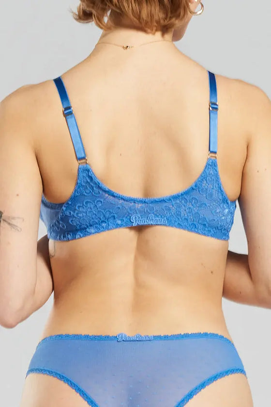 Sakura Front-Close Recycled-Lace Underwired Bra - Mountain Blue Peachaus