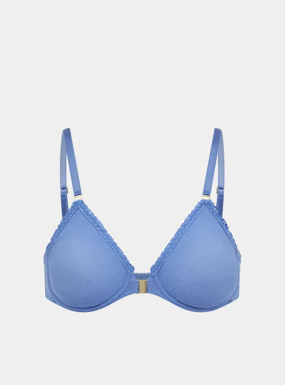 Sakura Front-Close Recycled-Lace Underwired Bra - Mountain Blue Peachaus