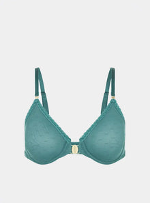  Sakura Front-Close Recycled-Lace Underwired Bra - Stormcloud Green Peachaus