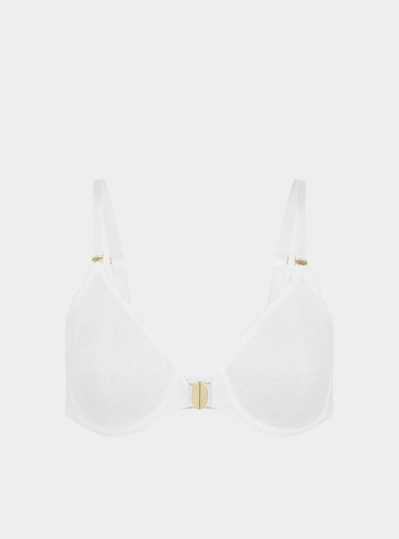 Sakura Front-Close Recycled-Lace Underwired Bra - Glacier White