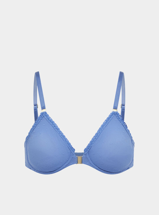 Sakura Front-Close Recycled-Lace Underwired Bra - Mountain Blue Peachaus