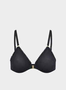  Sakura Front-Close Recycled-Lace Underwired Bra - Volcanic Black