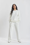 Salix Blossom-Embroidered Ethical-Cotton Sweatshirt - Moonlight White Peachaus