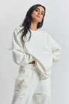 Salix Blossom-Embroidered Ethical-Cotton Sweatshirt - Moonlight White Peachaus