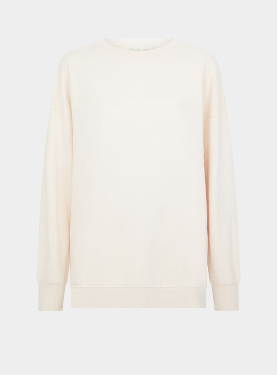 Salix Blossom-Embroidered Ethical-Cotton Sweatshirt - Shoreline Peach