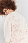 Salix Blossom-Embroidered Ethical-Cotton Sweatshirt - Shoreline Peach