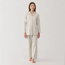  Sand Beige Stripe Women`s Side Seamless Double Gauze Pyjamas MUJI UK