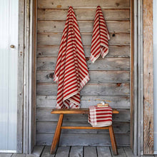  Sandstone Red Pembroke Stripe Cotton Towels Piglet