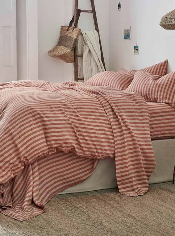 Sandstone Red Pembroke Stripe Duvet Cover Piglet