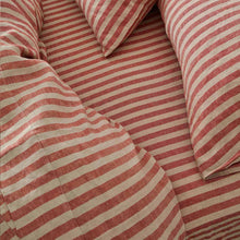  Sandstone Red Pembroke Stripe Linen Blend Fitted Sheet Piglet