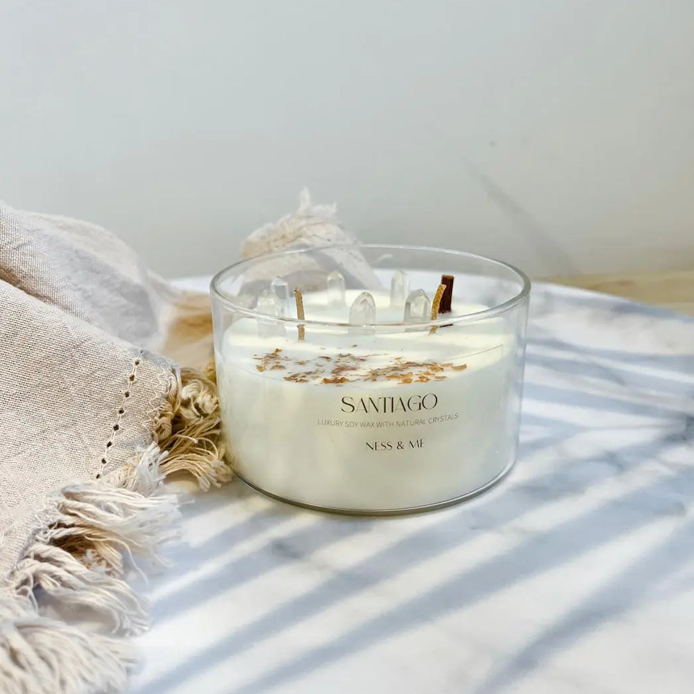 Santiago Luxury 2-Wick Crystal Soy Wax Candle 280g NESS & ME