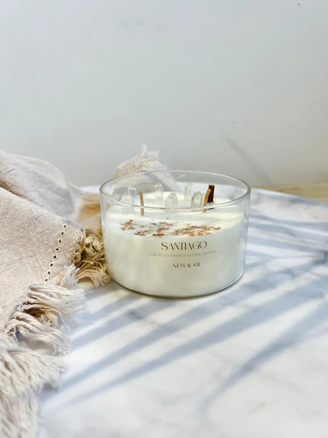 Santiago Luxury 2-Wick Crystal Soy Wax Candle 280g NESS & ME