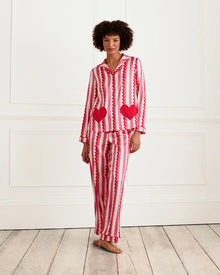  Satin Heart Pocket Striped Long Pyjama Set Chelsea Peers