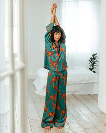  Satin Tiger Print Long Pyjama Set Chelsea Peers