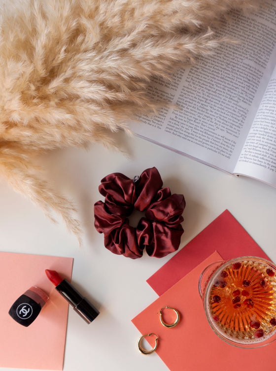 Mulberry Silk Statement Scrunchie - Bordeaux