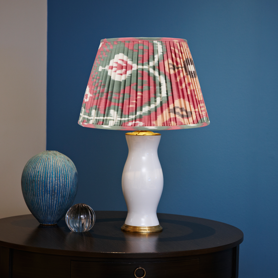 RASPBERRY and GREEN IKAT LAMPSHADES  - LOW in STOCK