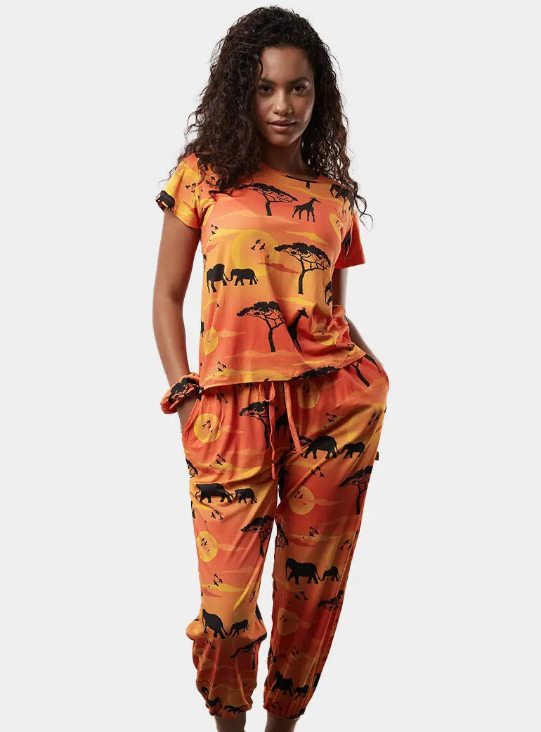 Serengeti T-Shirt Pyjama Trouser Set Cosy Collective