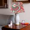 RASPBERRY and GREEN IKAT LAMPSHADES  - LOW in STOCK