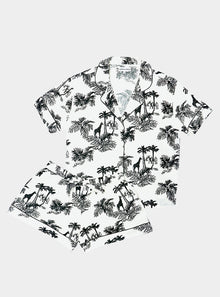  Short Sleeve Pyjamas - Matching Set in Paloma Print - Cream/Black