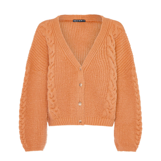 Sienna Cable Co-Ord Cardigan - Apricot Cara & The Sky