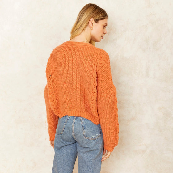 Sienna Cable Co-Ord Cardigan - Apricot Cara & The Sky