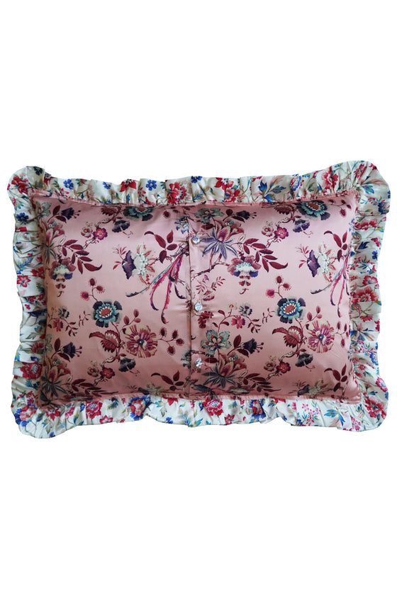 Silk Oblong Ruffle Cushion Made With Liberty Fabric JANNAH & EVA BELLE Coco & Wolf