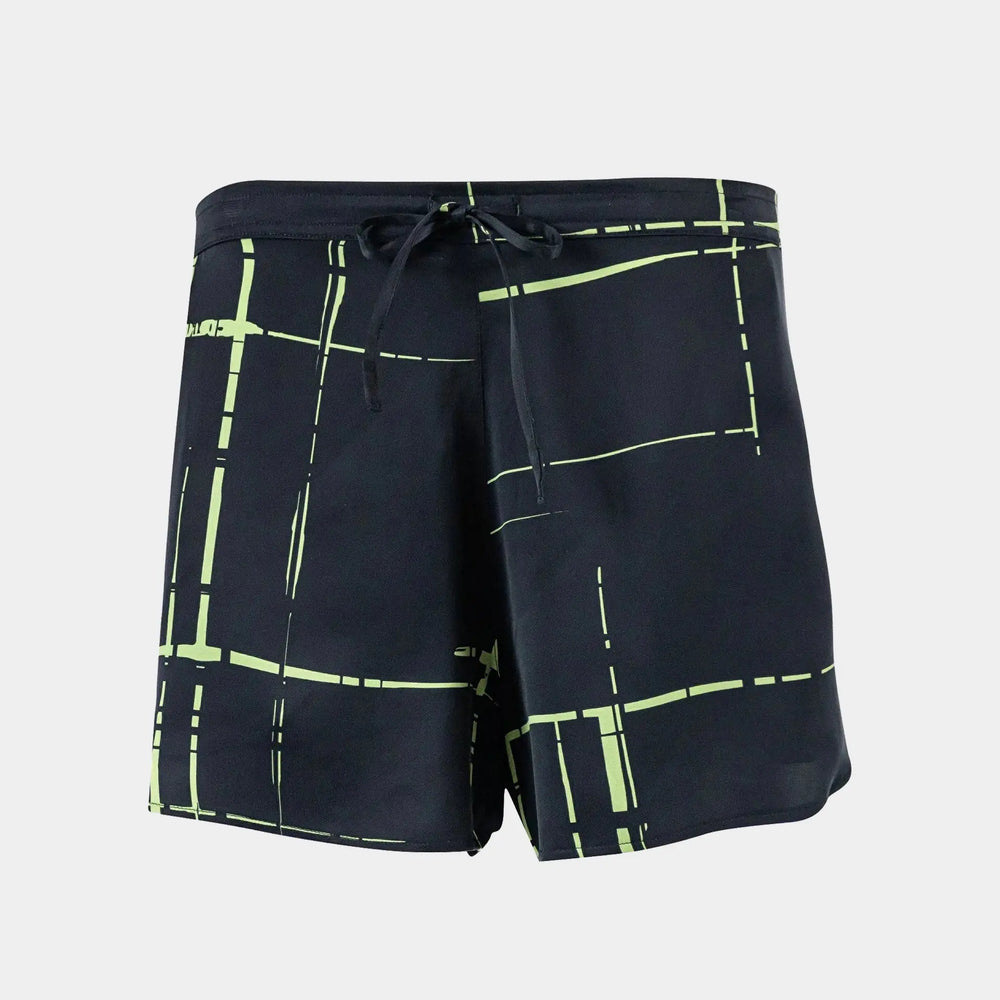 Silk Black Check Dreamscape Shorts NOKAYA