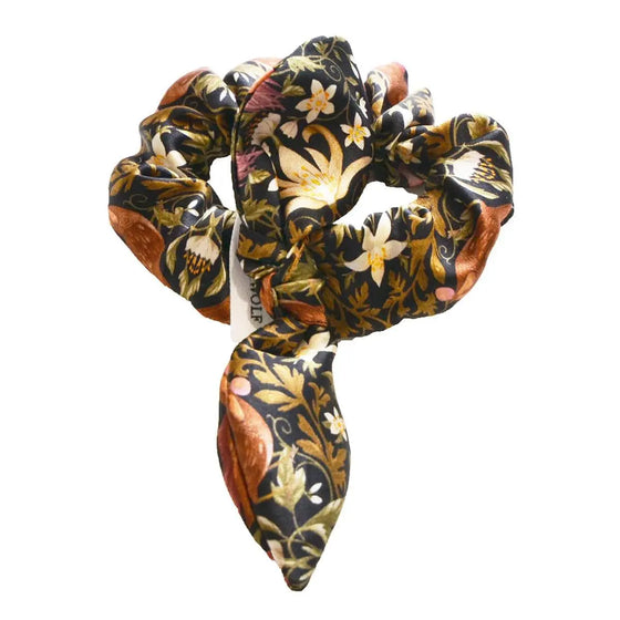 Silk Bow Hair Scrunchie Made With Liberty Fabric FORBIDDEN ORCHARD Coco & Wolf