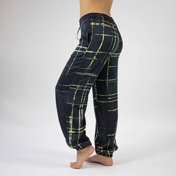 Silk Dreamscape Black Check Pants NOKAYA